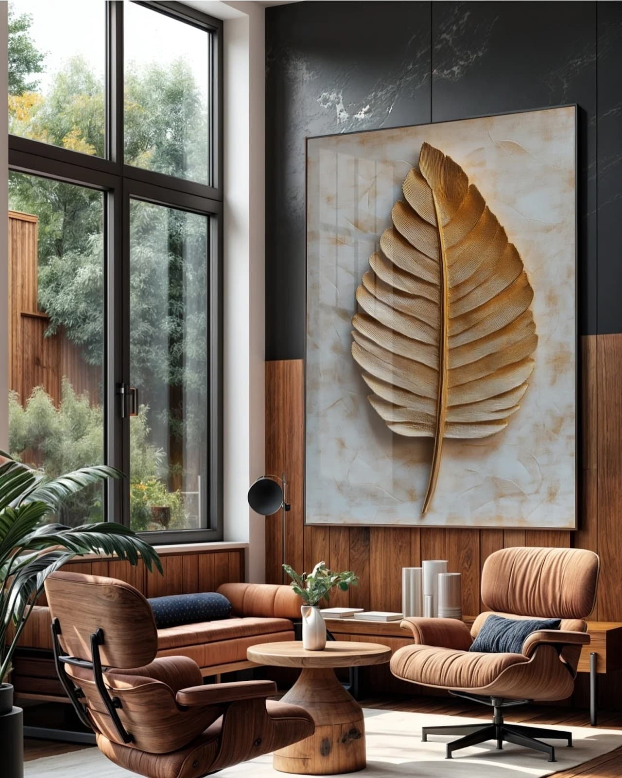 Quadro Folha Dourada em Chamas
