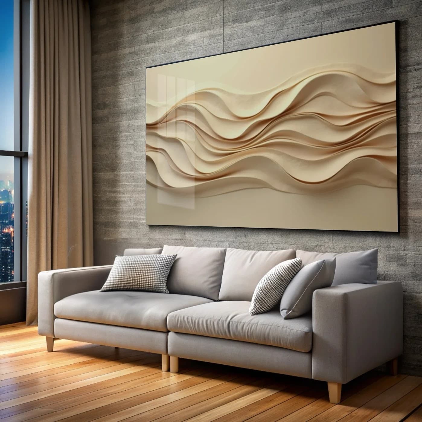 Quadro Ondas Douradas Contemplativas