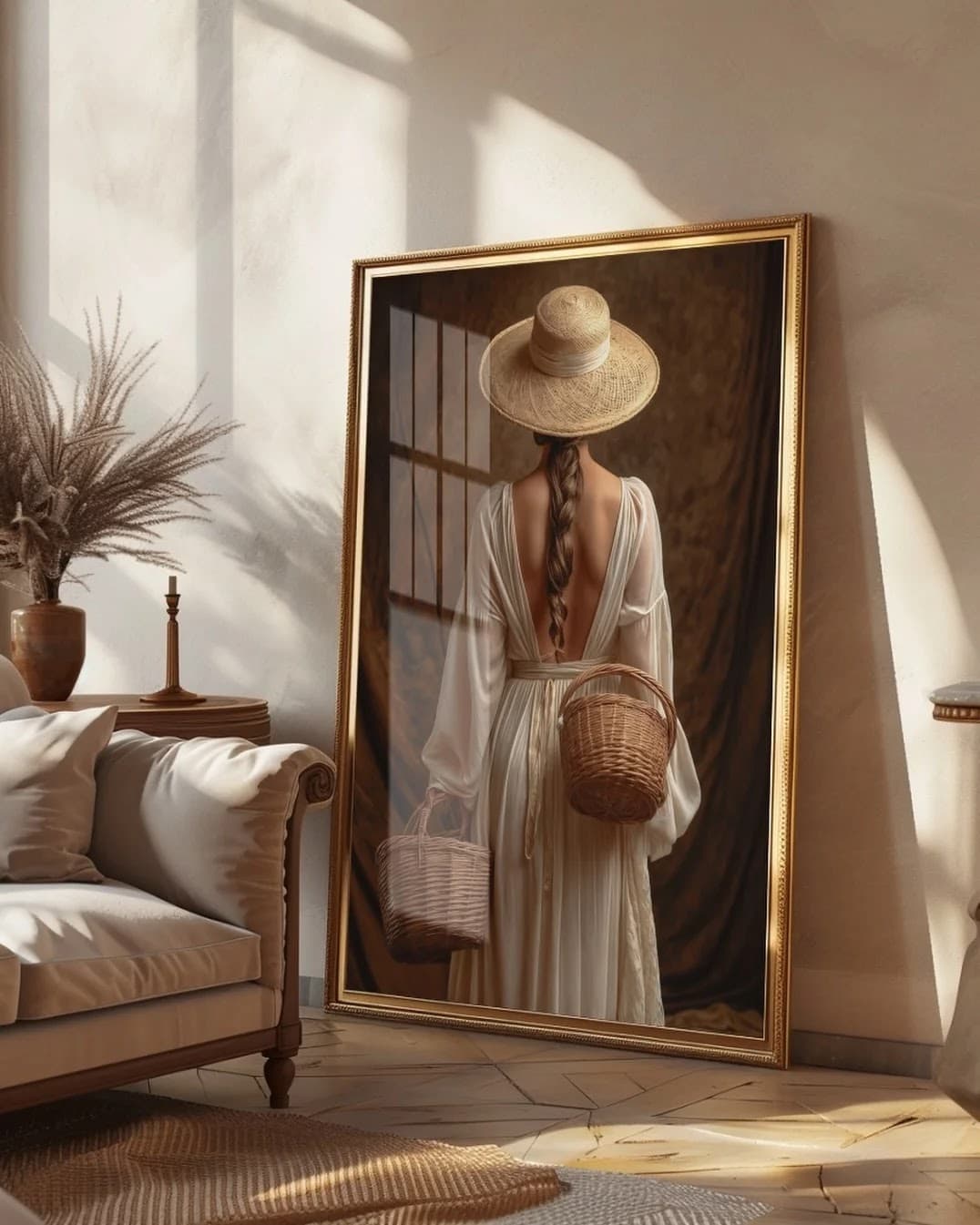 Quadro Mulher com Chapéu Palha Serenidade