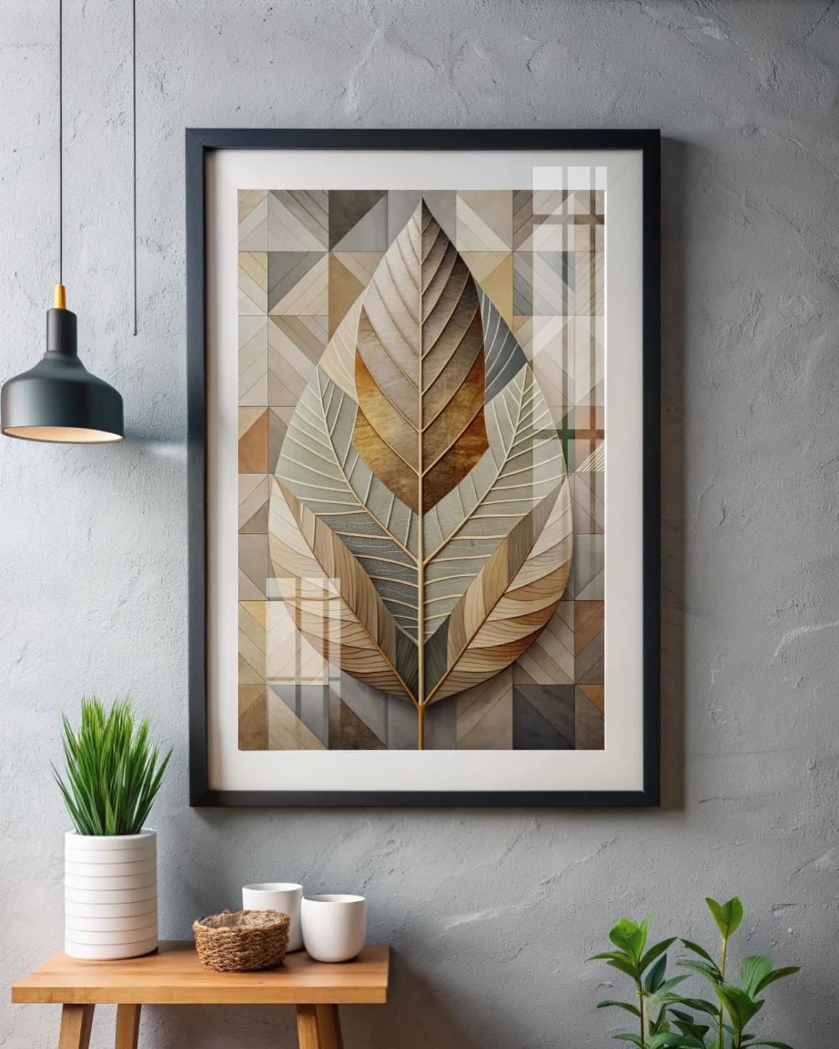 Quadro Folha Geométrica Botânica