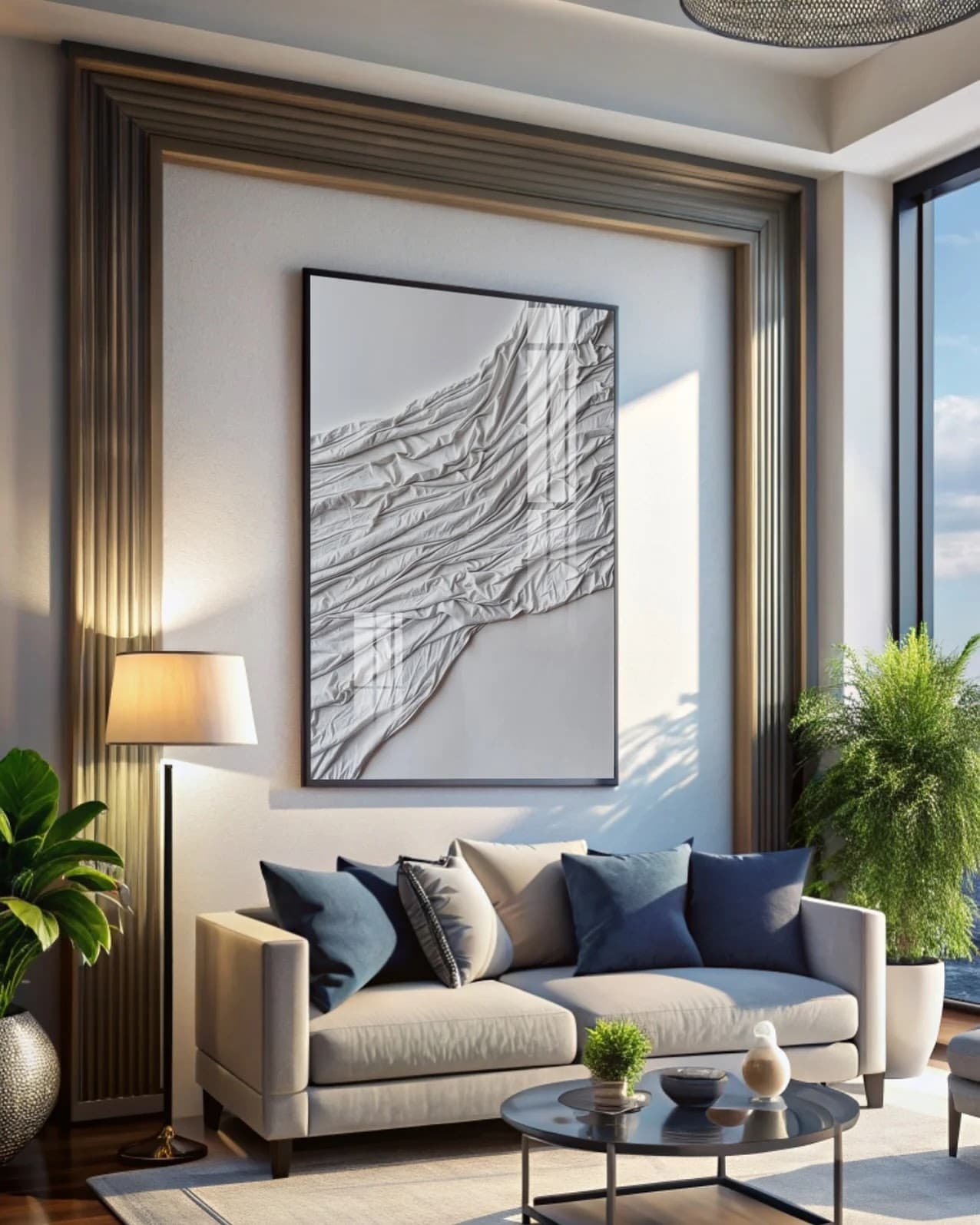 Quadro Textura Branca em Relevo
