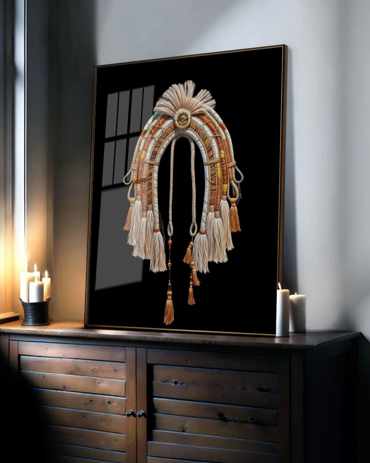 Quadro Macramé Boho em Tons Terracota