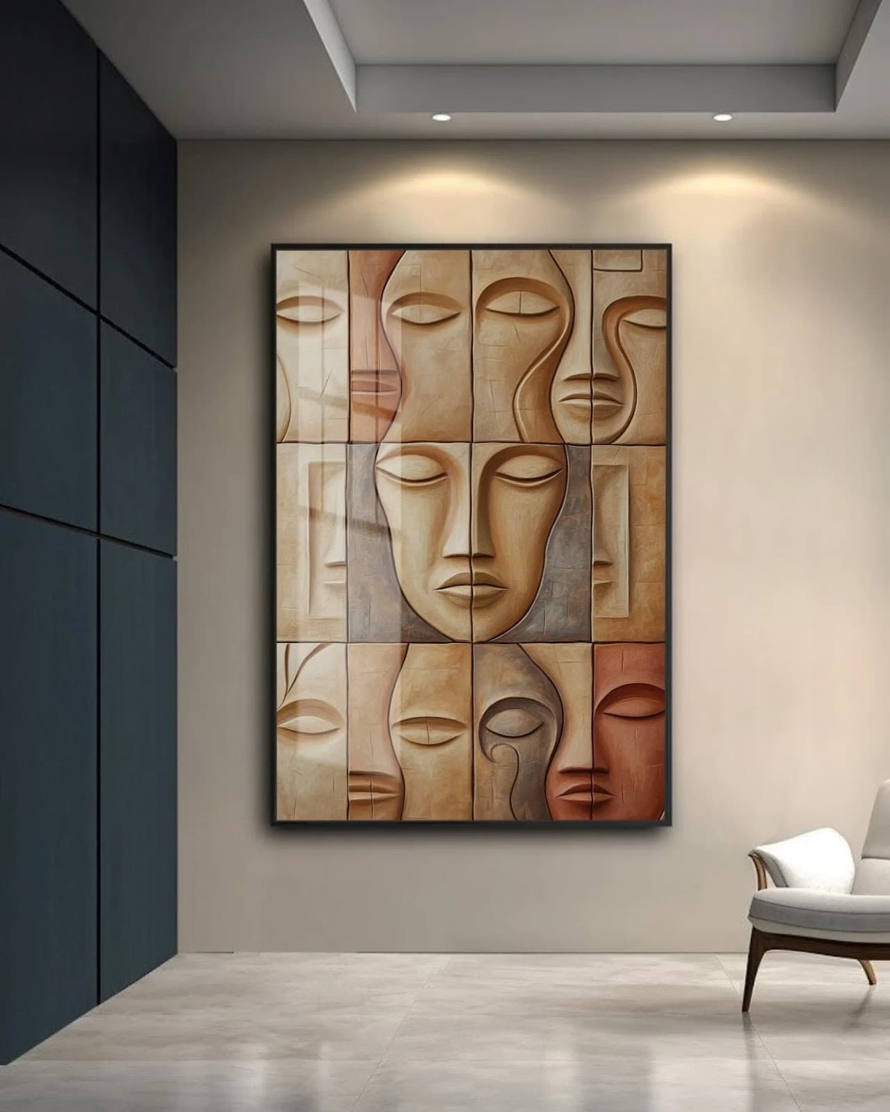 Quadro Faces Humanas Estilizadas em Relevo