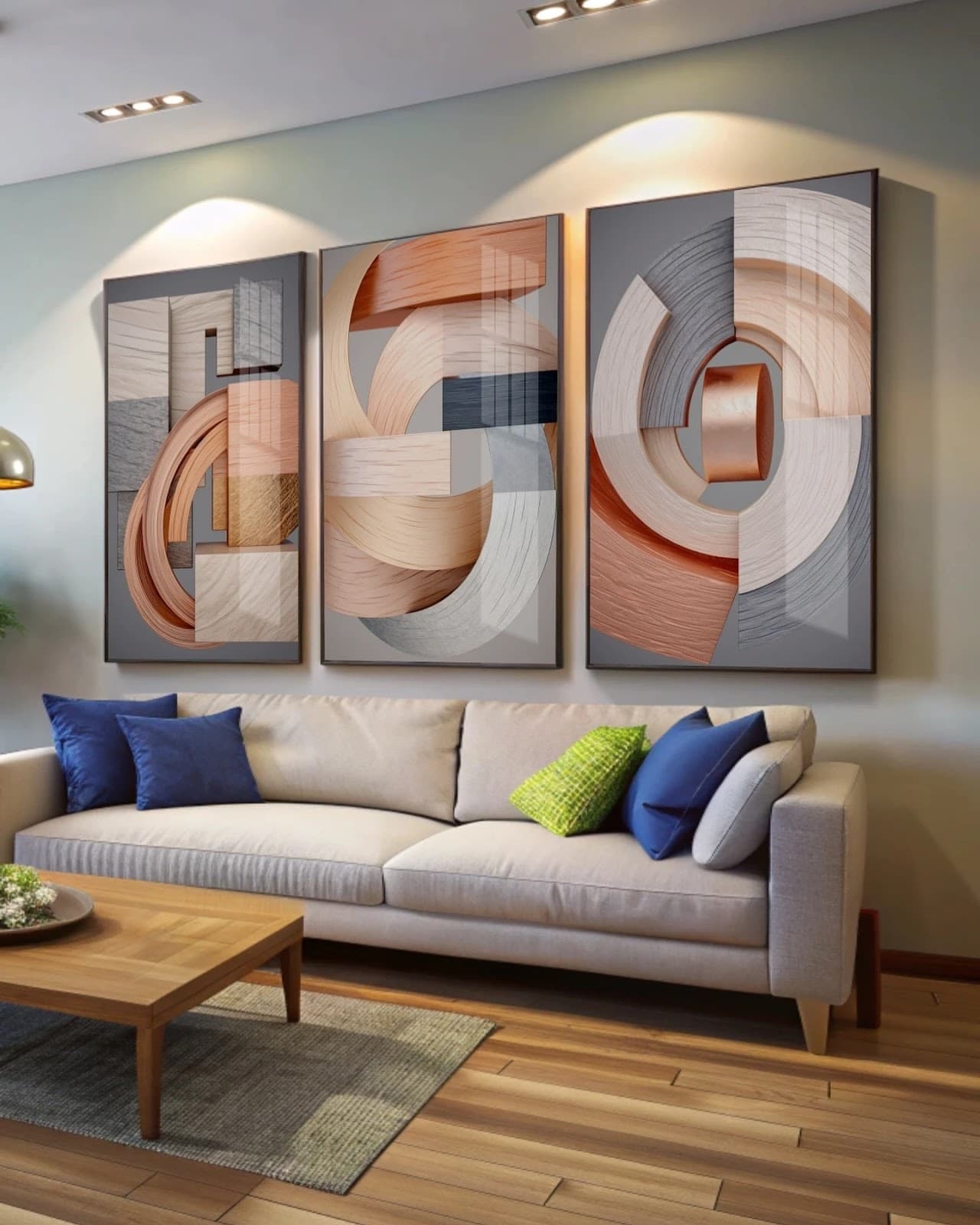 Trio de Quadros Harmonia Circular Elegância