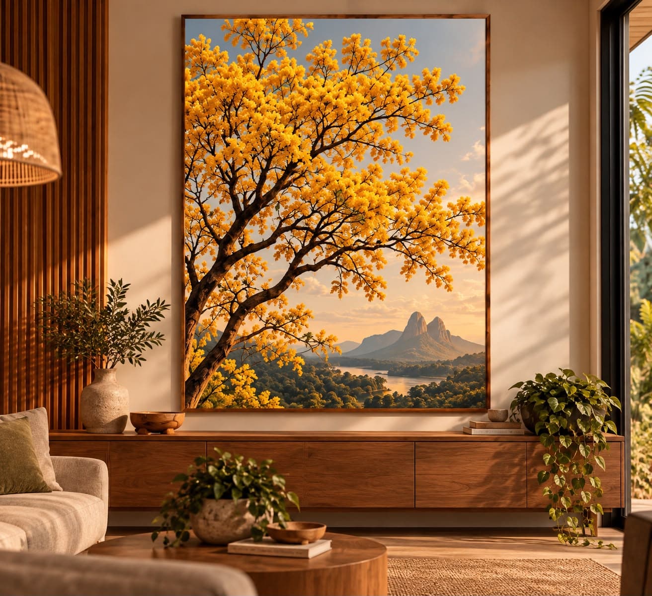 Quadro Decorativo Floresta Dourada Ipê