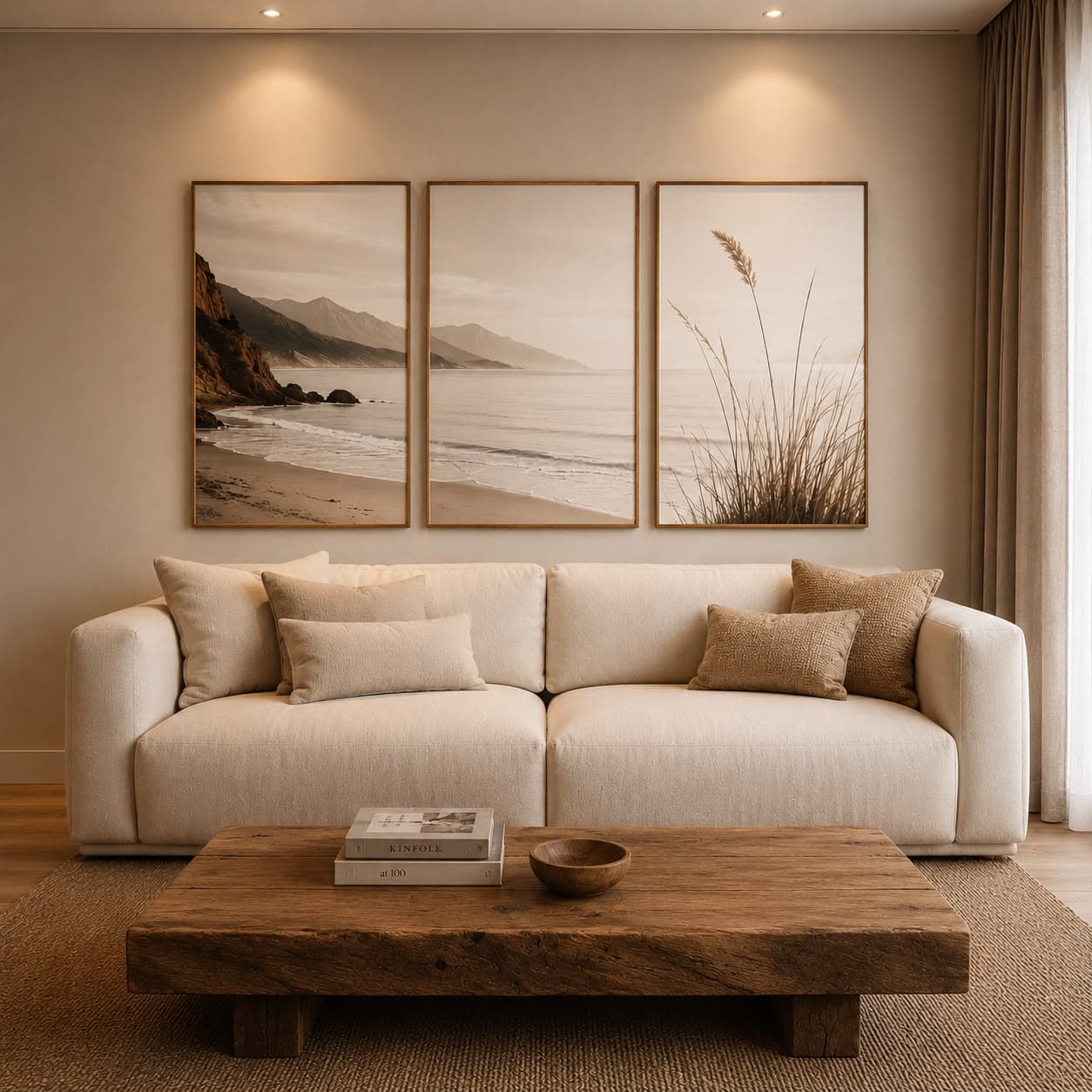 Trio de Quadros Decorativos Praia