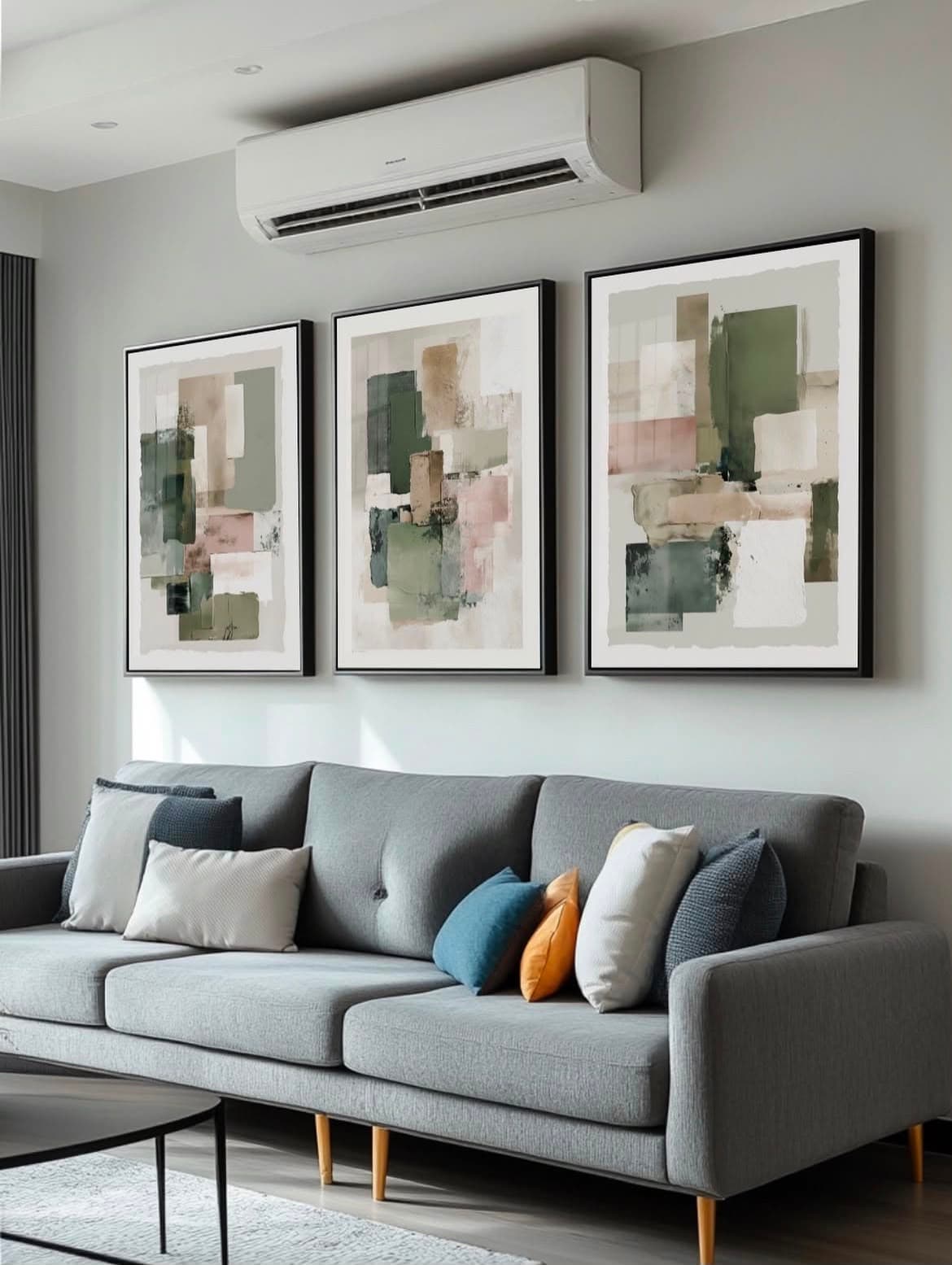 Trio Quadros Decorativos Contraste Moderno