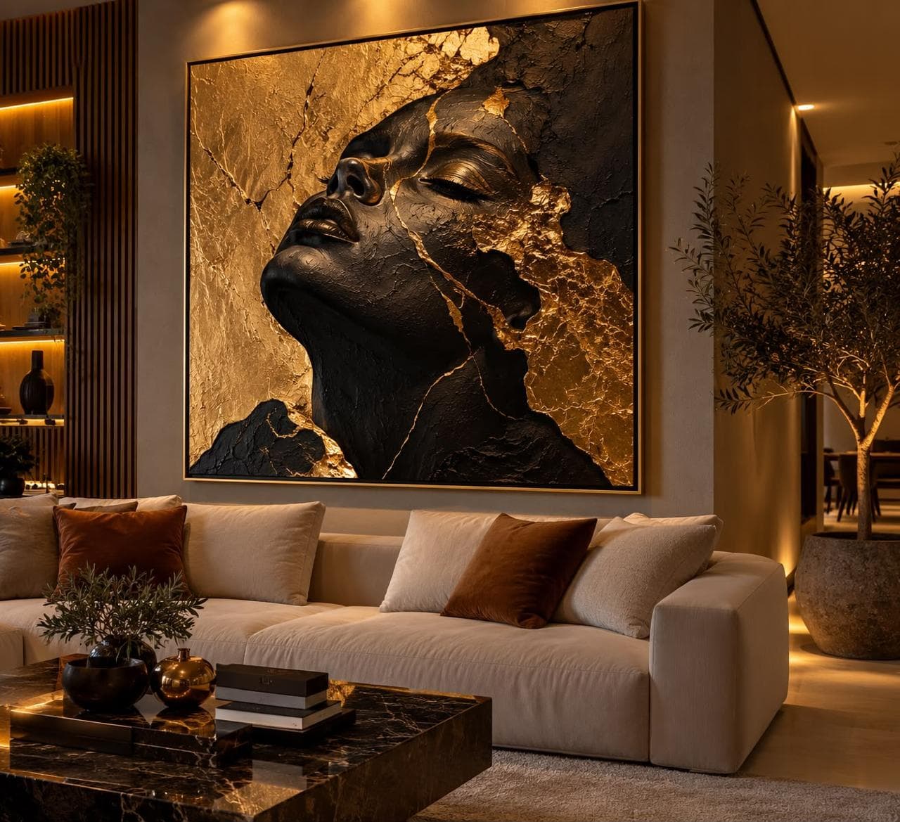 Quadro Decorativo Arte Mderna Ouro