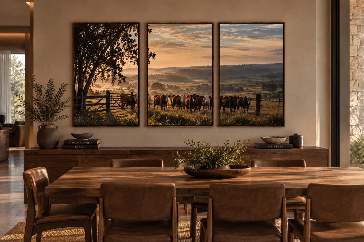 Trio de Quadros Decorativos Luz da Estância