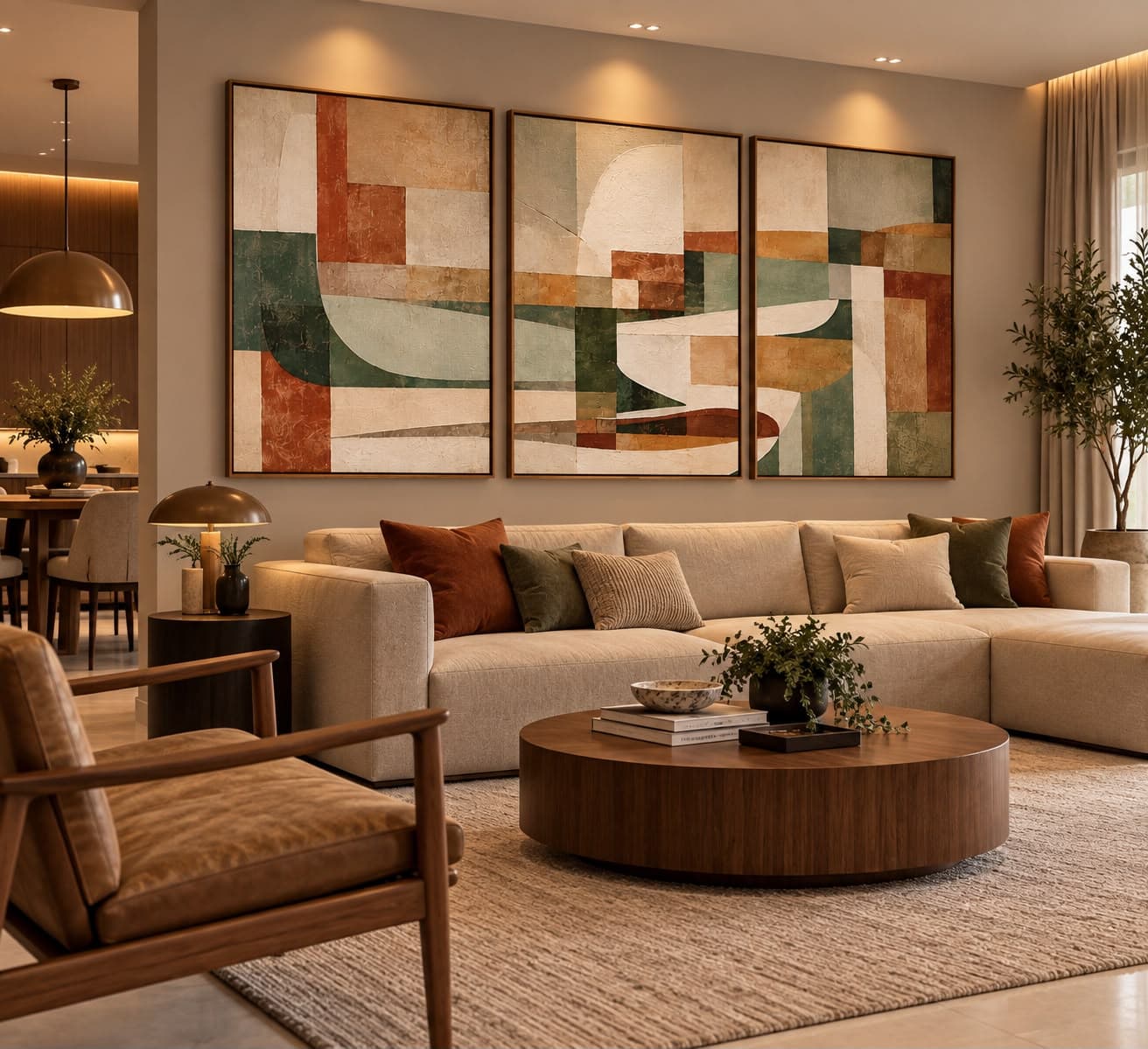 Trio de Quadros Decorativos Horizonte Orgânico