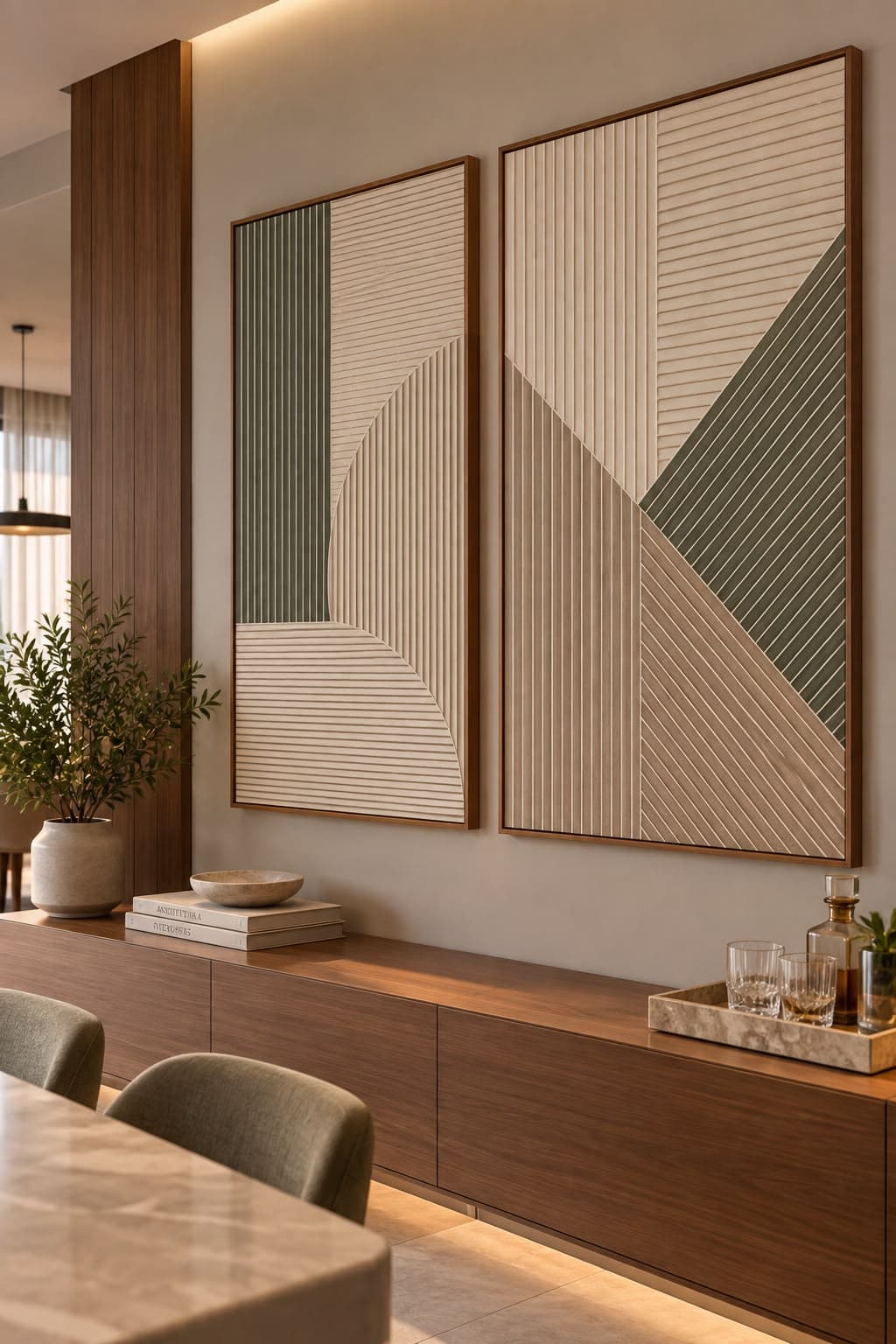 Dupla de Quadros Decorativos Ritmo Linear