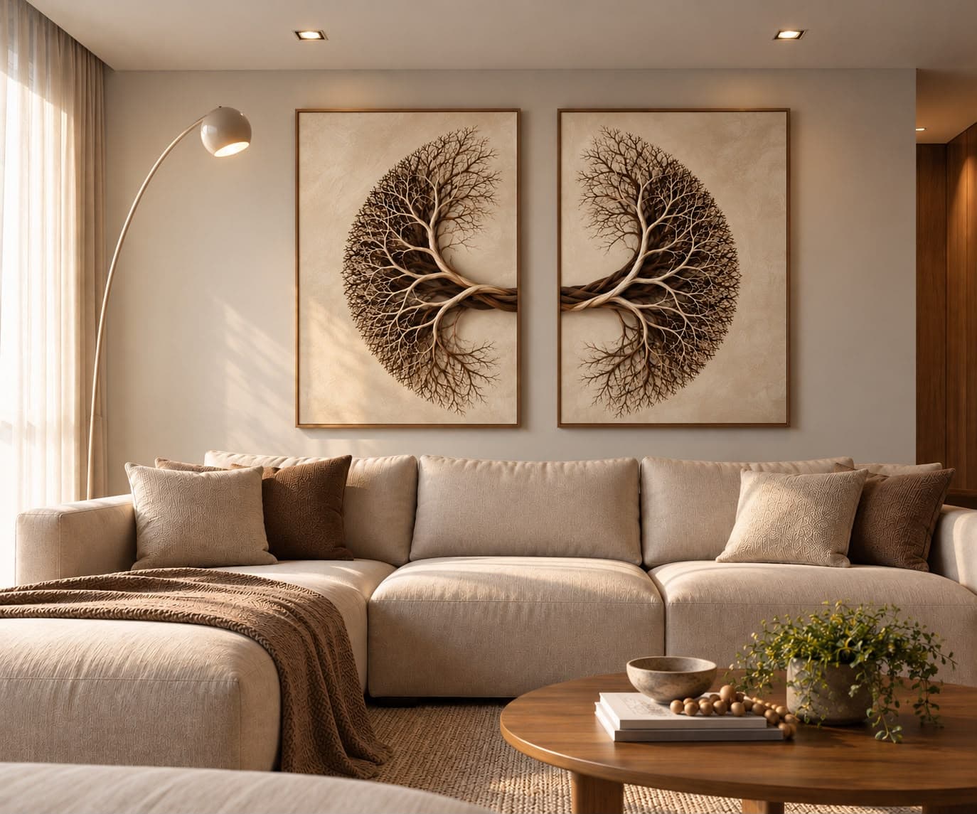 Dupla de Quadros Decorativos Árvore Moderna