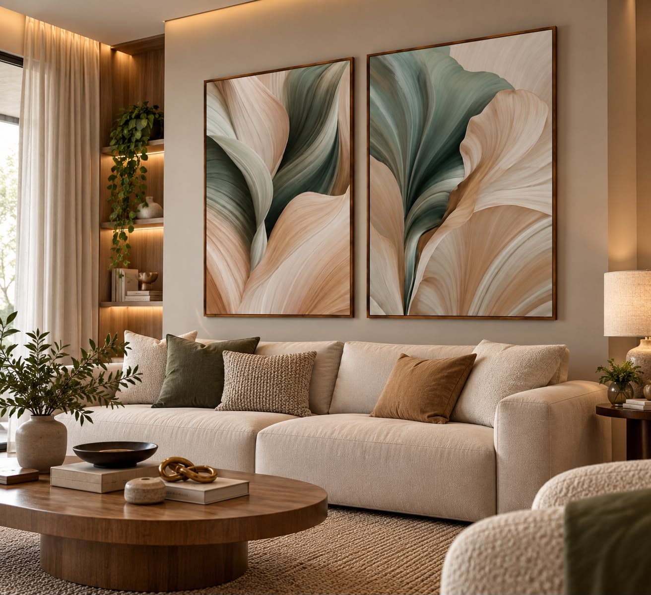 Dupla de Quadros Decorativos Verde Atemporal