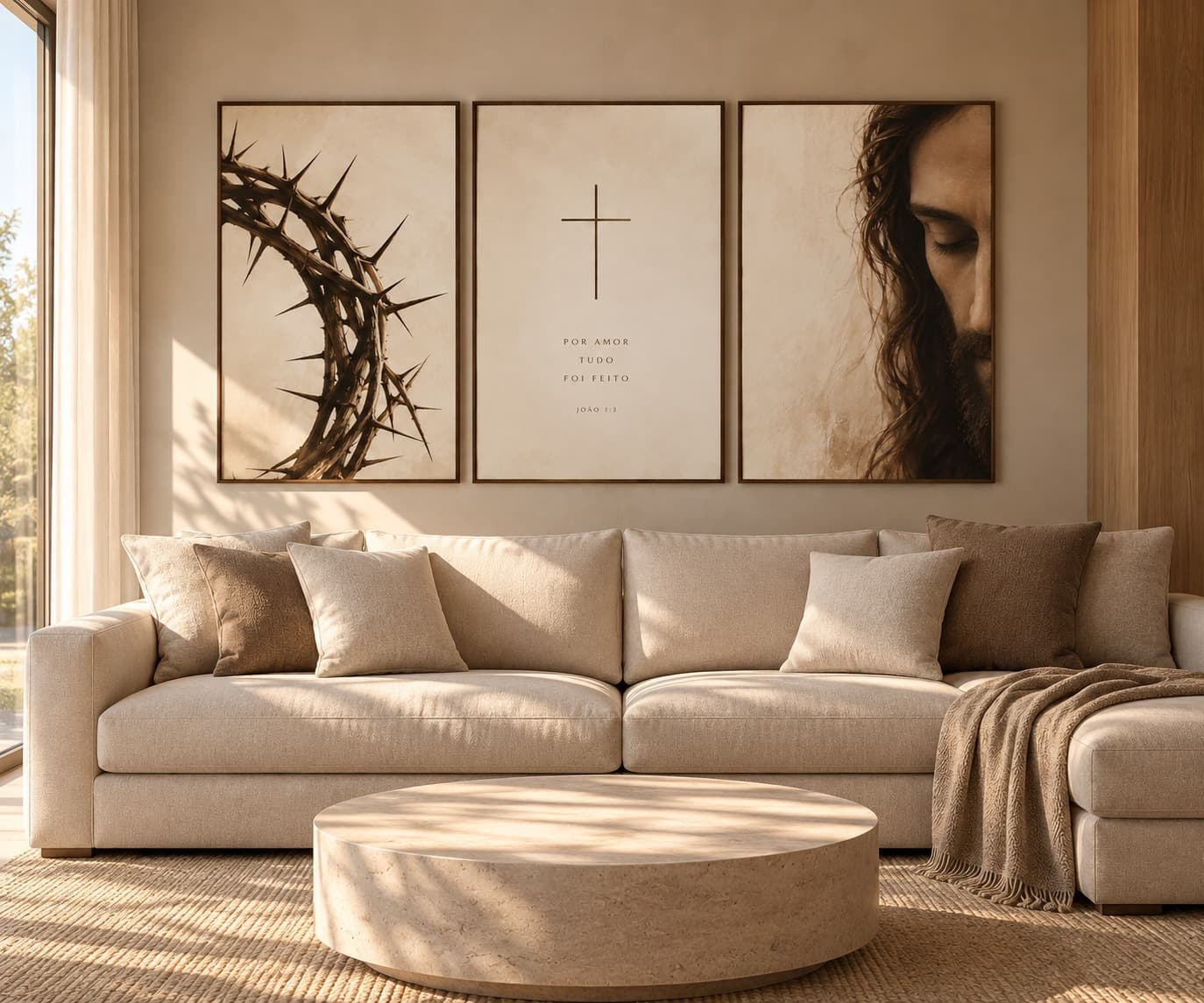 Trio de Quadros Decorativos Presença de Cristo