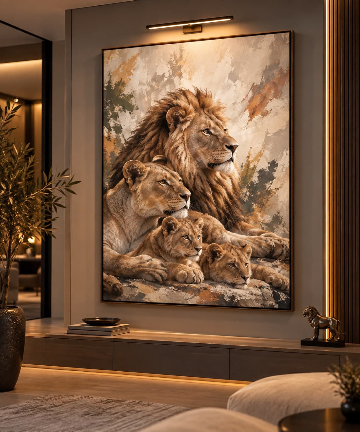 Quadro Decorativo Família de leões