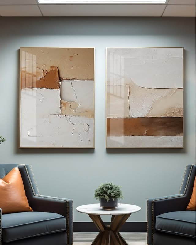 Dupla de Quadros Decorativos Café & Areia