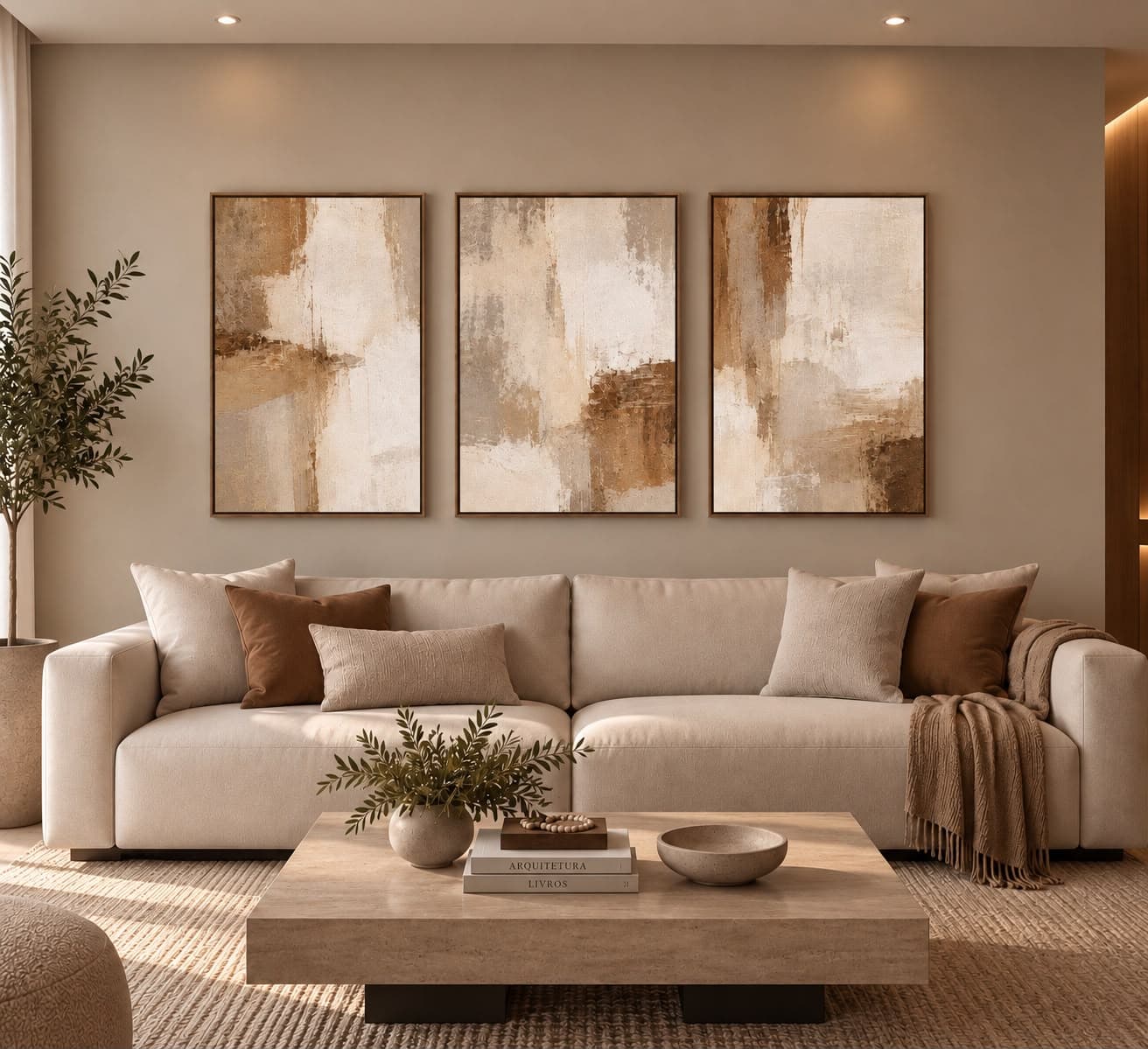 Trio de Quadros Decorativos Terrosos