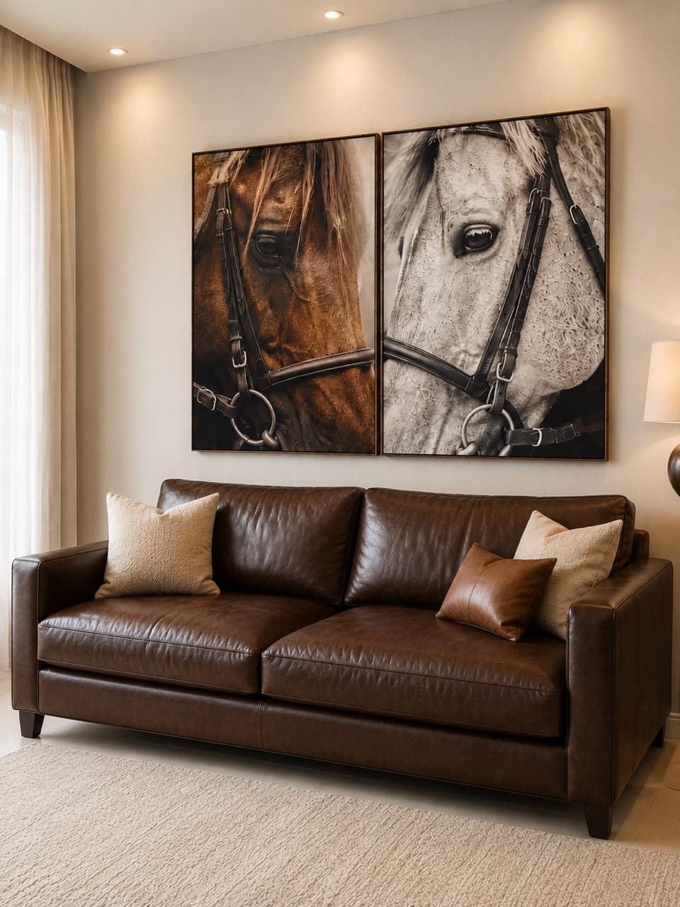 Dupla de Quadros Decorativos Cavalos Essência Equestre