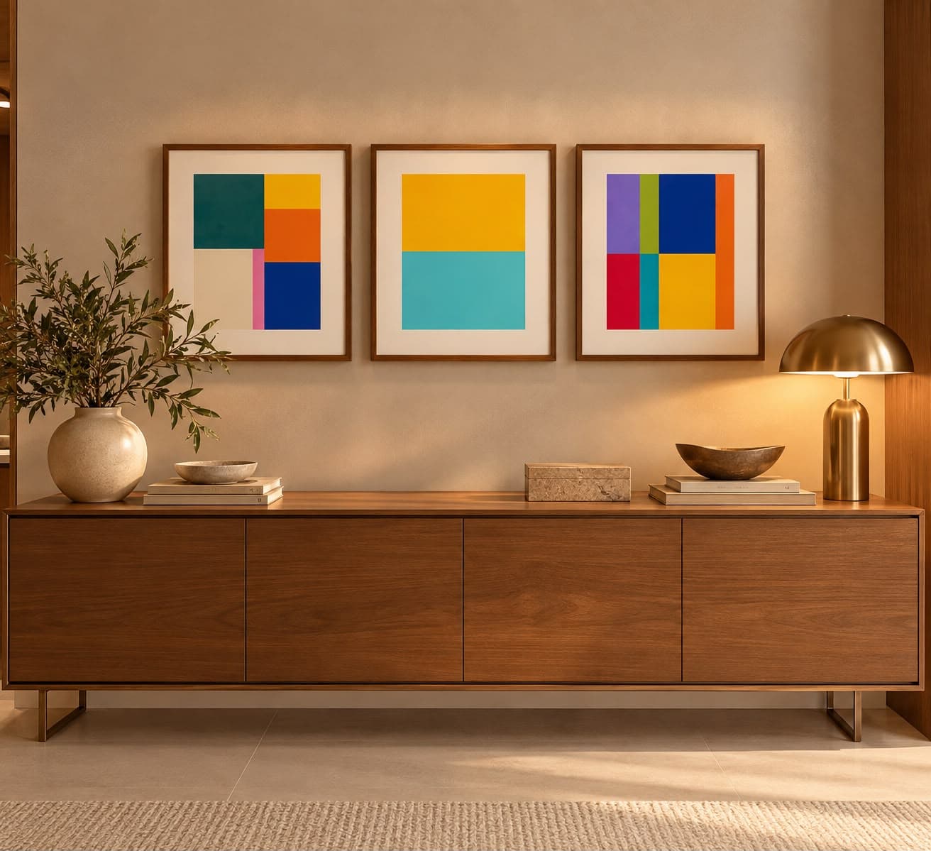 Trio de Quadros Decorativos Cores em Harmonia