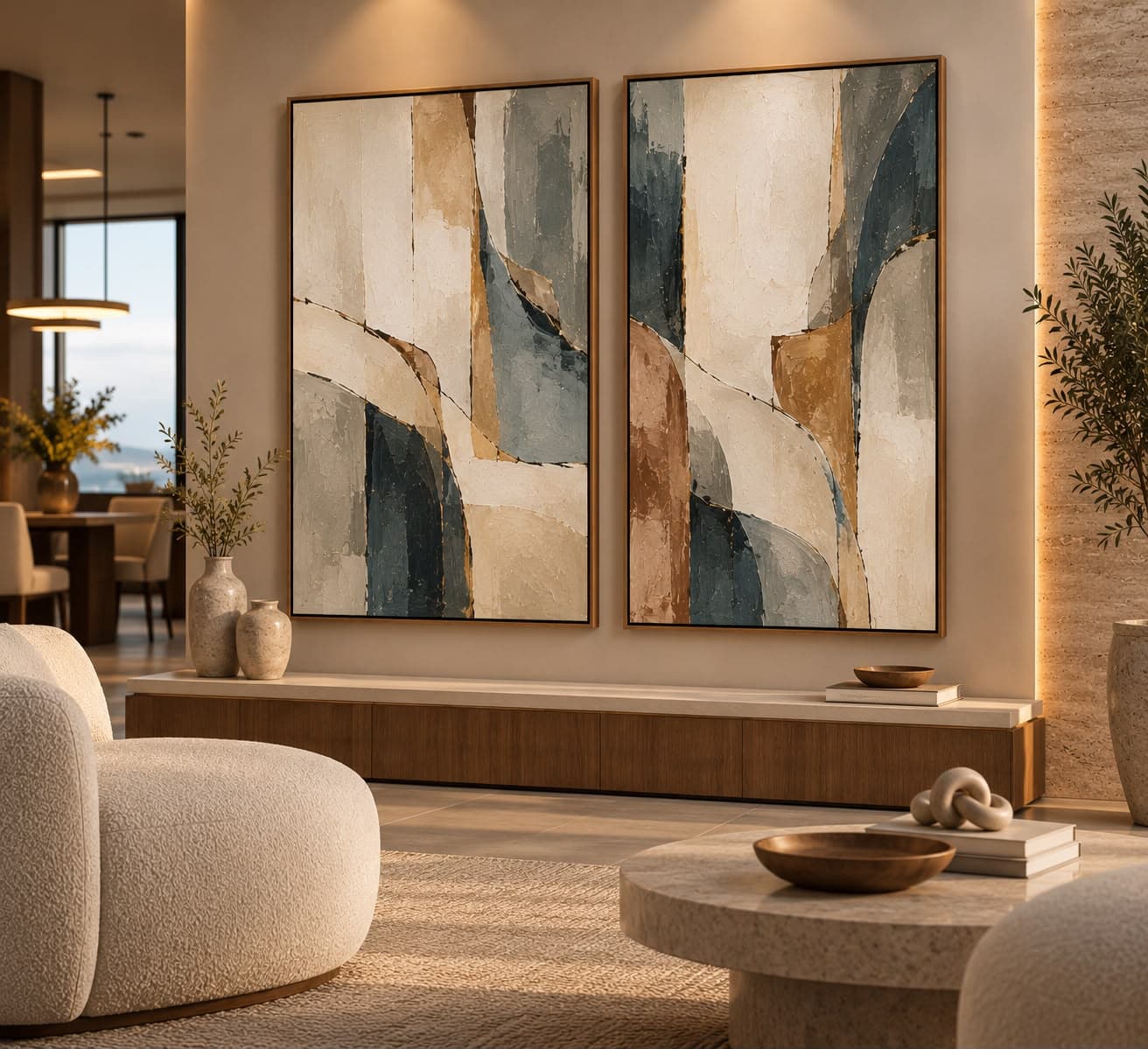 Dupla de Quadros Decorativos Matéria Serena
